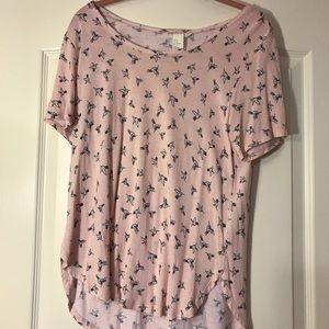 H&M // pink shirt with white doves pattern